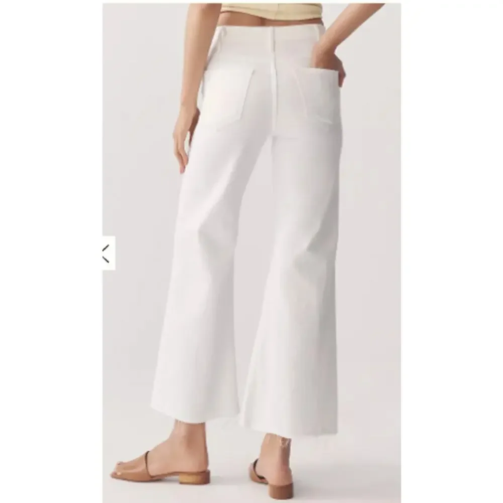 Mother The Roller Fray Wide Leg Flared Jeans Fairest Of Them All White Size 31